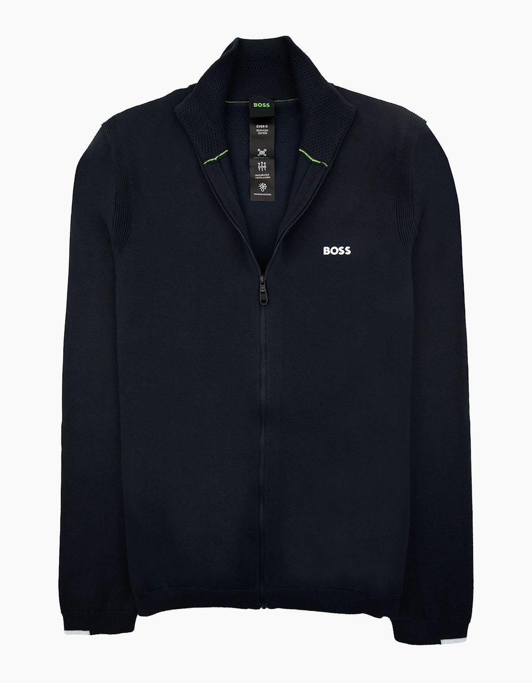 Hugo Boss Cotton-blend Full-zip Sweater With Logo Print Navy 402