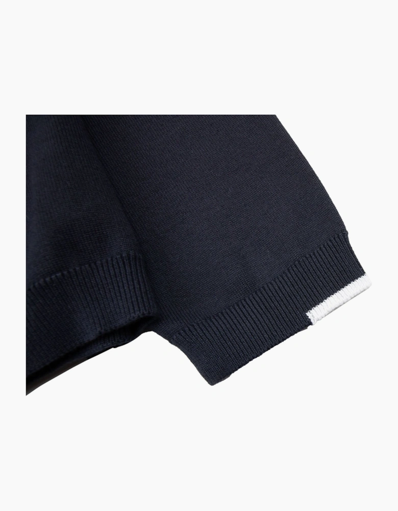 Hugo Boss Cotton-blend Full-zip Sweater With Logo Print Navy 402