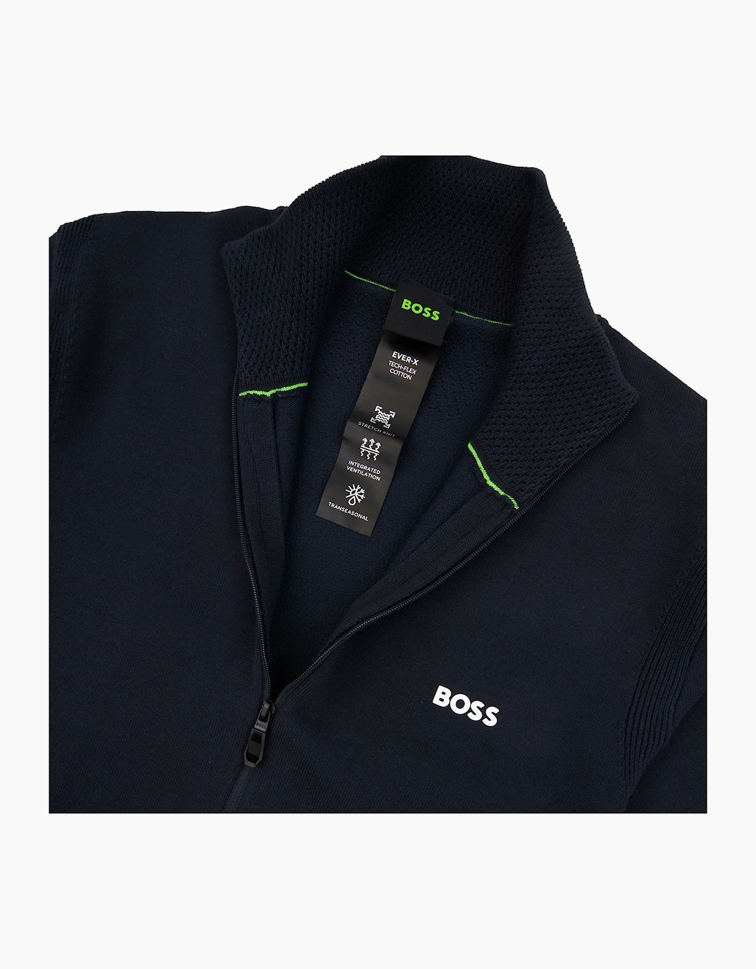 Hugo Boss Cotton-blend Full-zip Sweater With Logo Print Navy 402