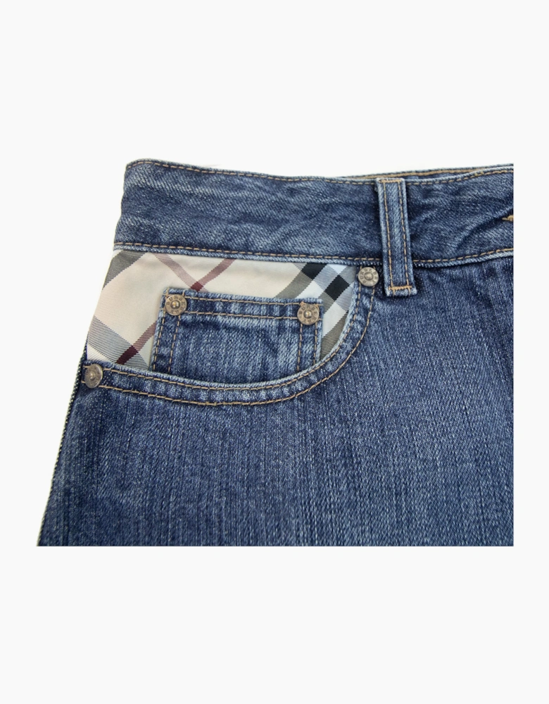 Burberry Woman Check Pocket Denim 190skirt Denim