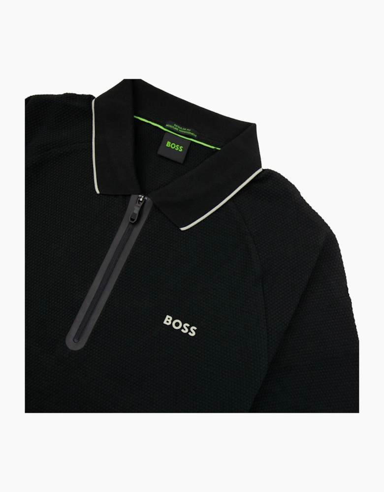 Hugo Boss Philix Structured-cotton Polo Shirt With Contrast Logo Black 001