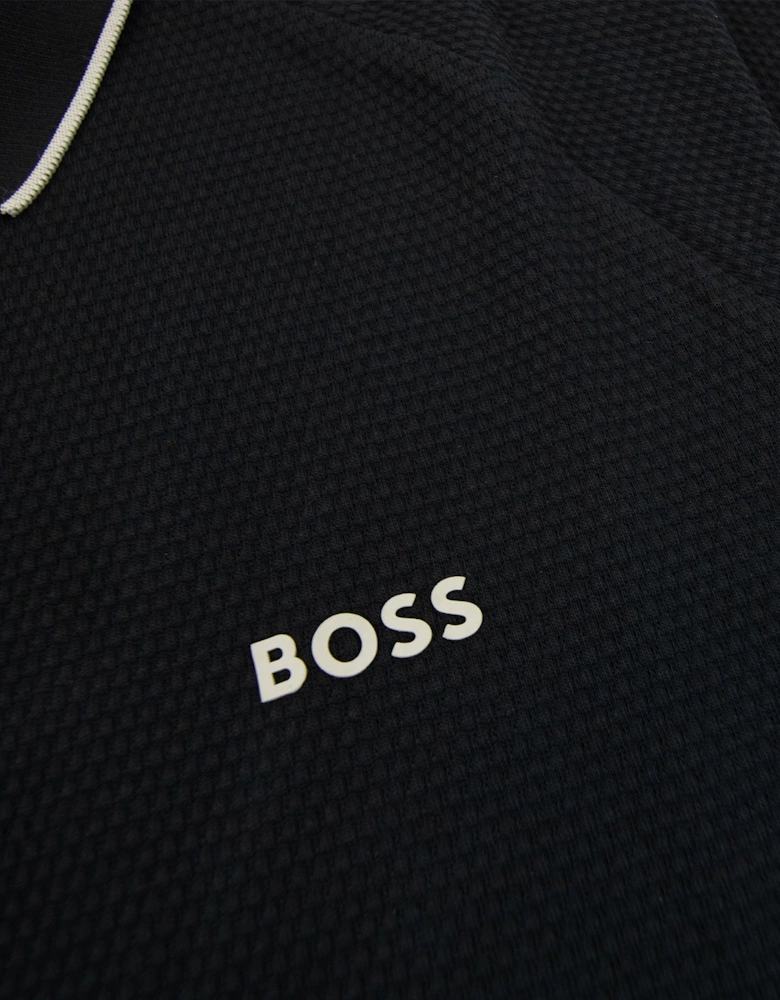 Hugo Boss Philix Structured-cotton Polo Shirt With Contrast Logo Black 001