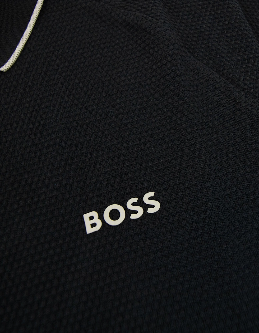 Hugo Boss Philix Structured-cotton Polo Shirt With Contrast Logo Black 001