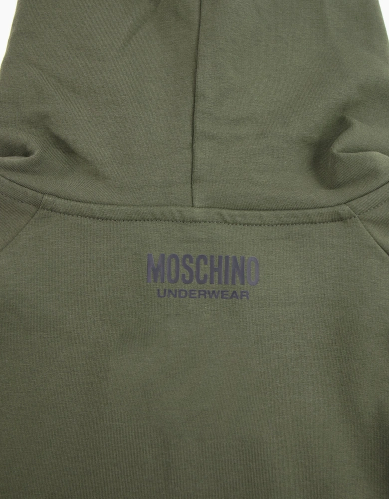 Moschino Underwear Tape Logo Pocket Zip Up Hoody Khaki 0430