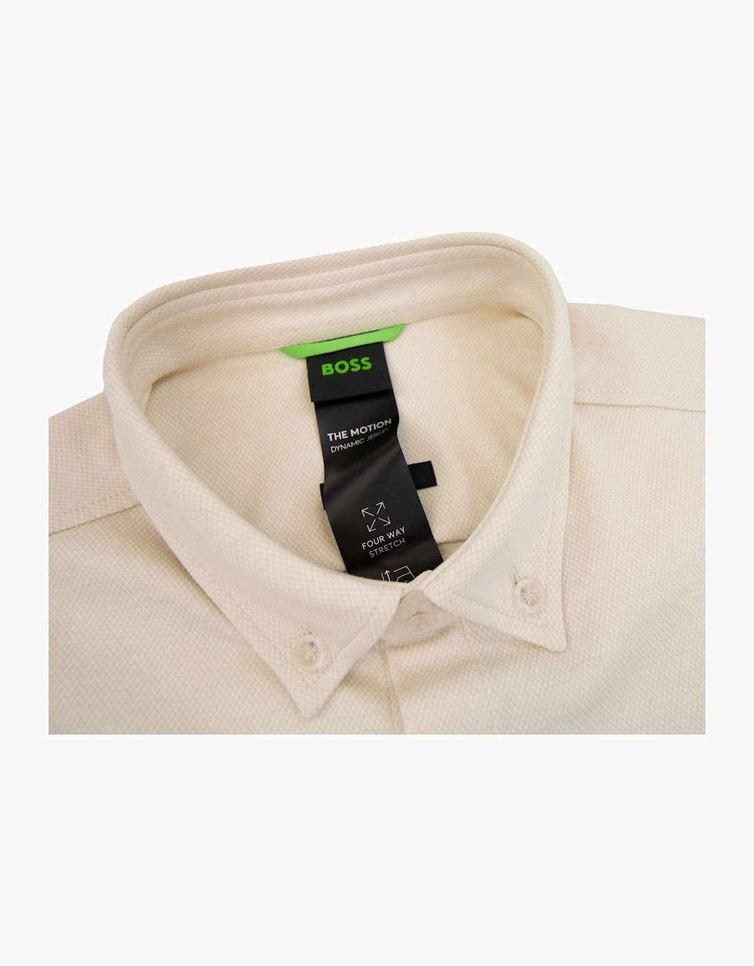 Hugo Boss Regular-fit Shirt In Knitted Wrinkle-resistant Cotton Beige
