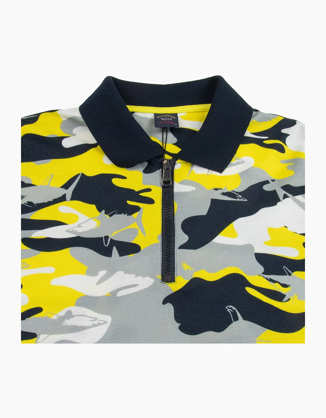 Paul And Shark Camouflage Short Sleeve Zip Polo Shirt Yellow Camo