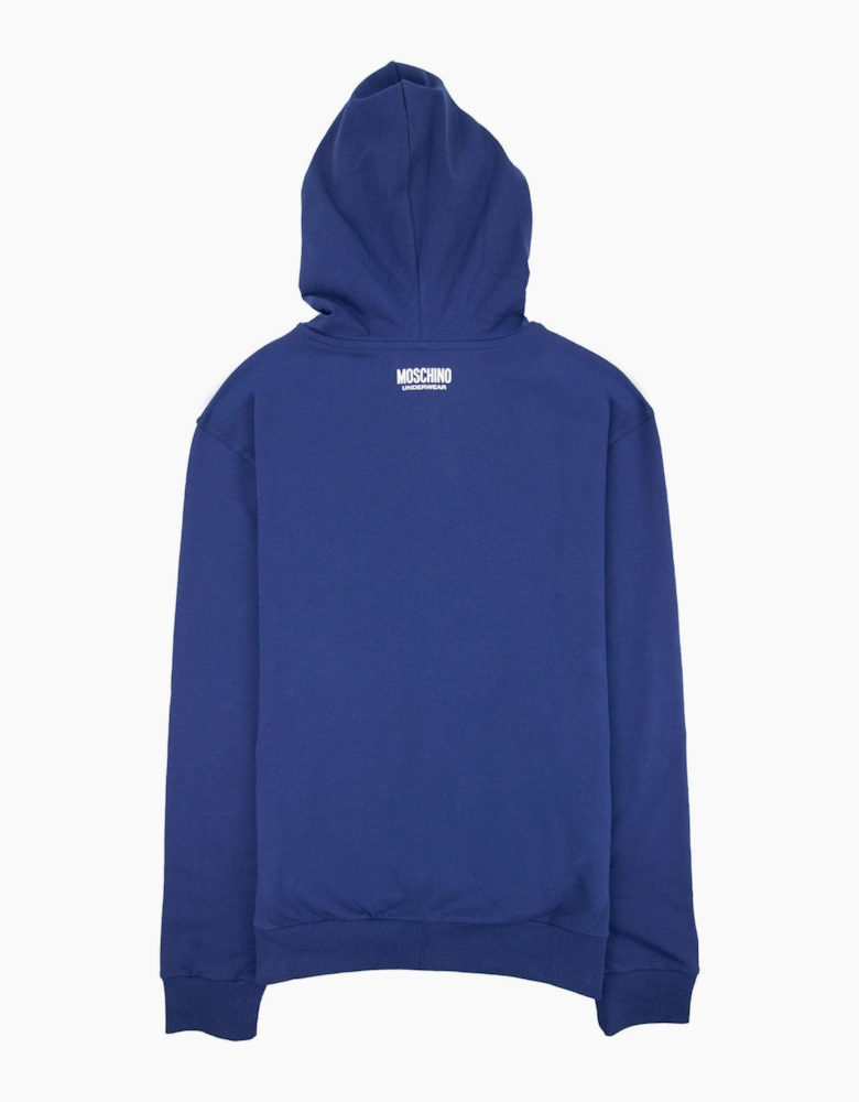 Moschino Underwear Pocket Tape Logo Hoody Blue