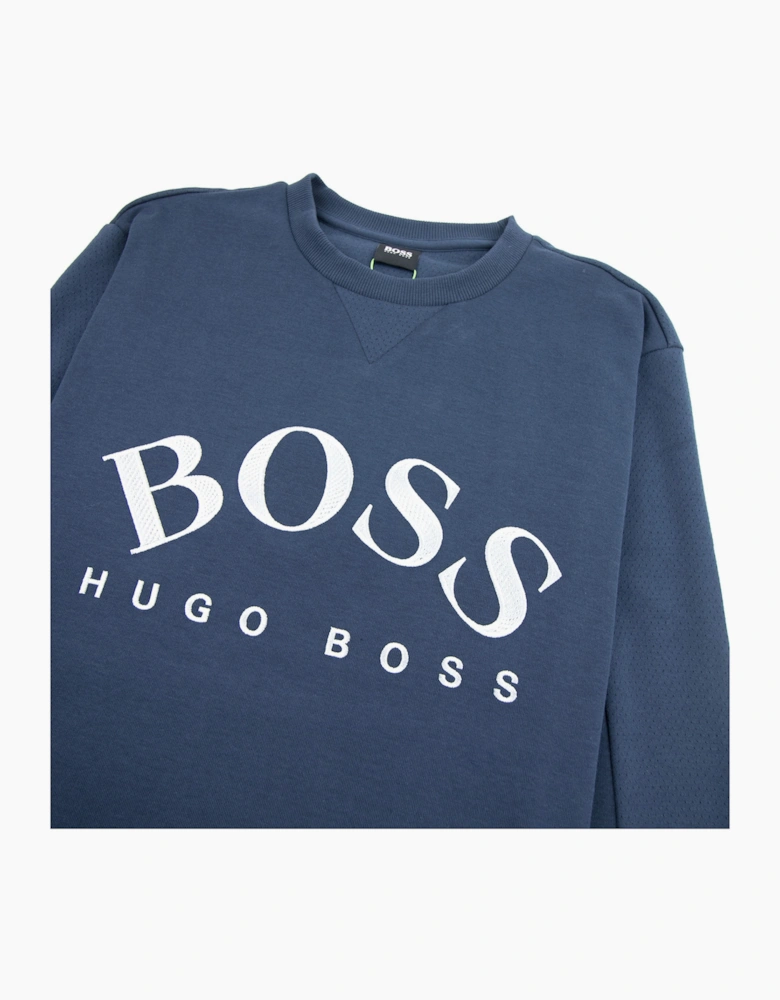 Hugo Boss Curved Logo Salbo Sweatshirt Navy
