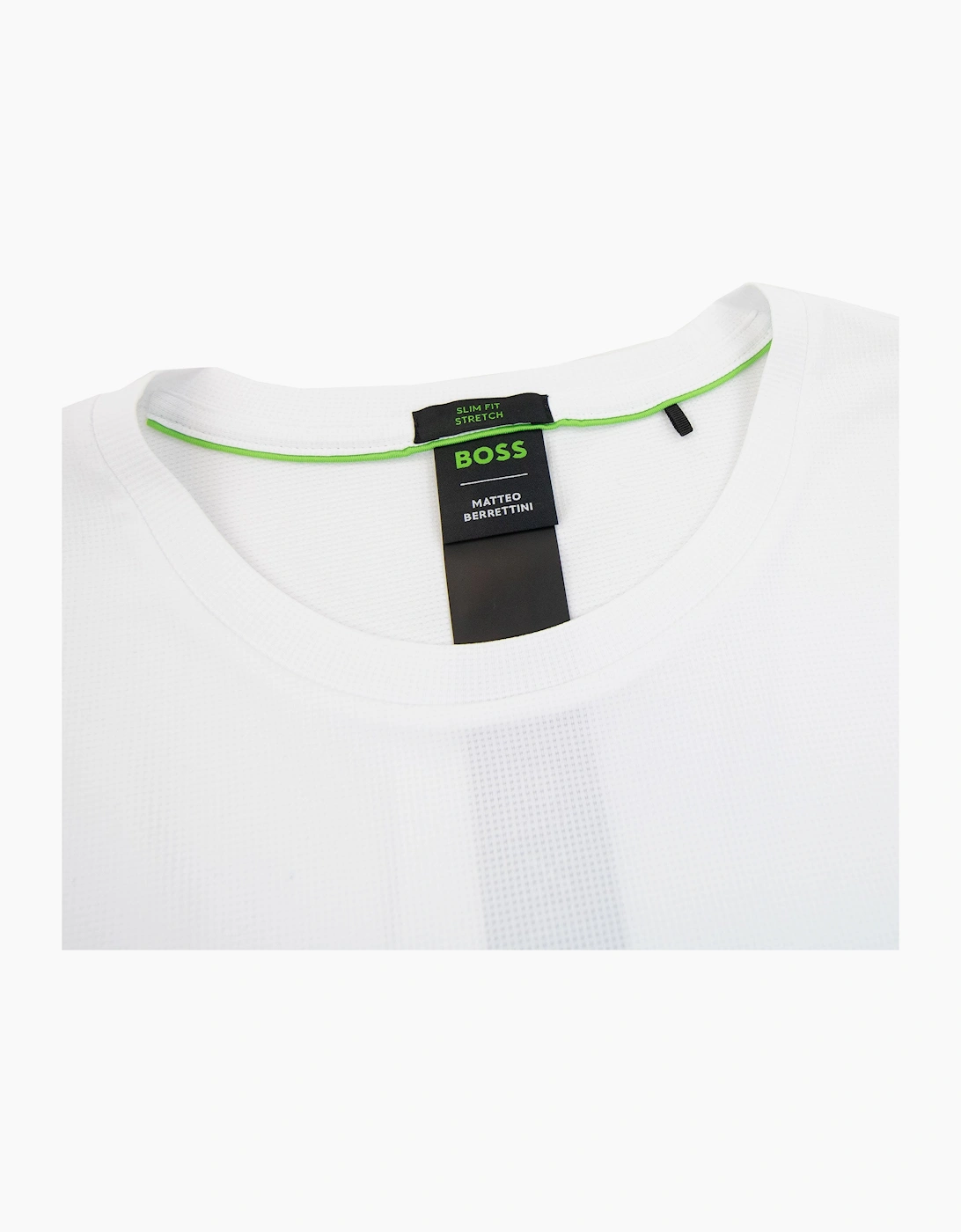 Hugo Boss Boss X Matteo Berrettini Waffle-fabric T-shirt With Signature-stripe Artwork White 100