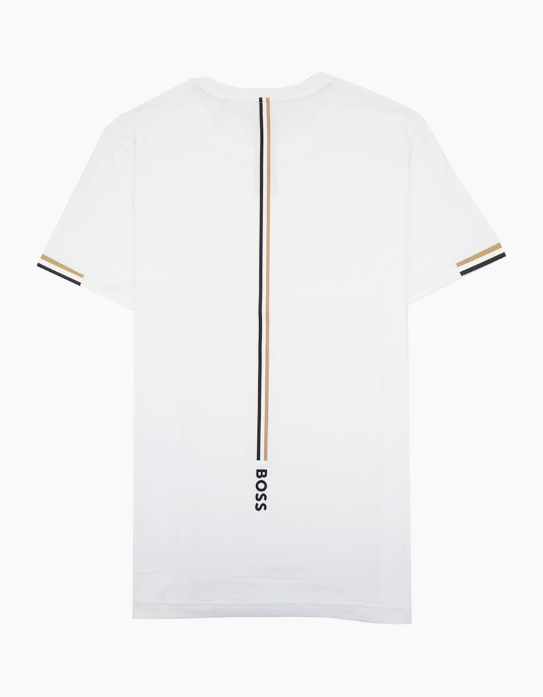 Hugo Boss Boss X Matteo Berrettini Waffle-fabric T-shirt With Signature-stripe Artwork White 100