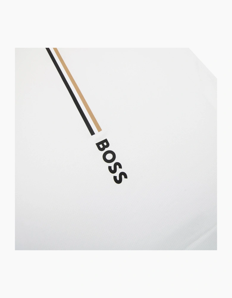 Hugo Boss Boss X Matteo Berrettini Waffle-fabric T-shirt With Signature-stripe Artwork White 100