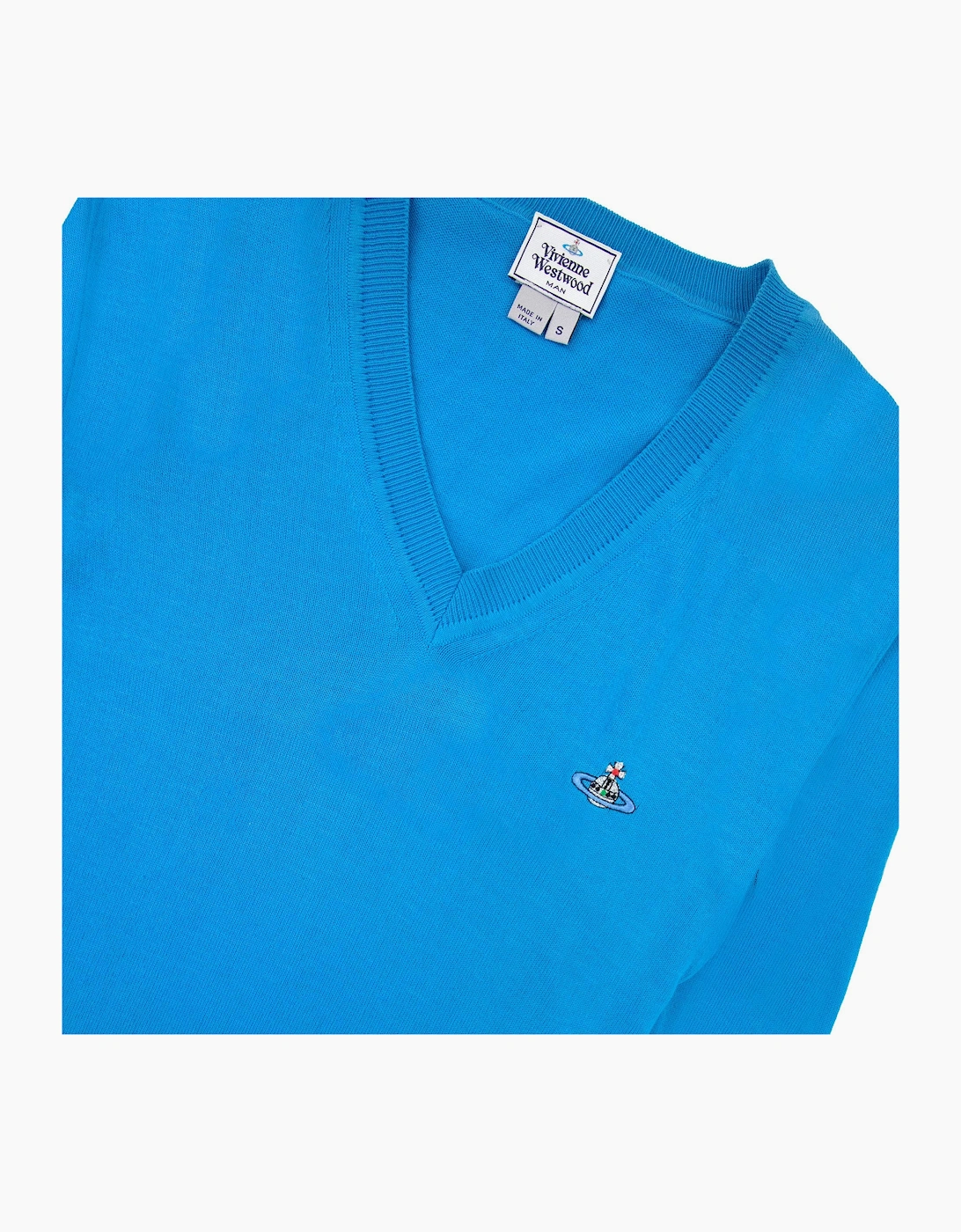 Vivienne Westwood V Neck Knitted Jumper Sky Blue