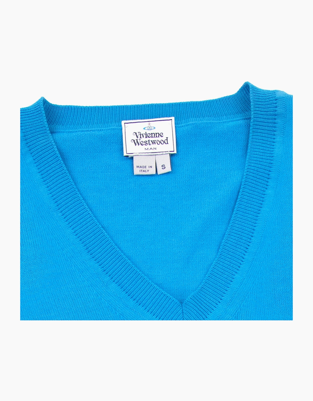 Vivienne Westwood V Neck Knitted Jumper Sky Blue