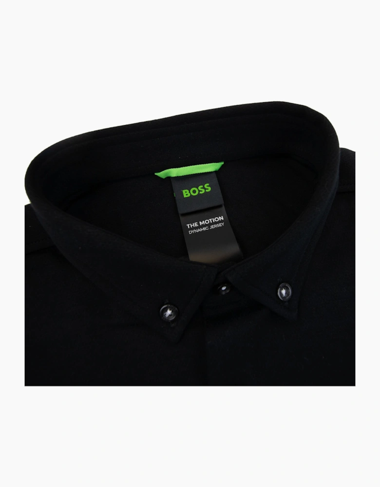 Hugo Boss Regular-fit Shirt In Knitted Wrinkle-resistant Cotton Black 002