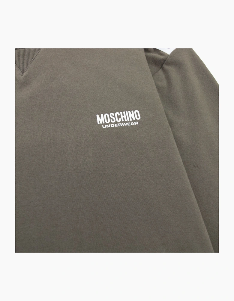 Moschino Underwear Shoulder Tape Crew Neck Sweatshirt Khaki