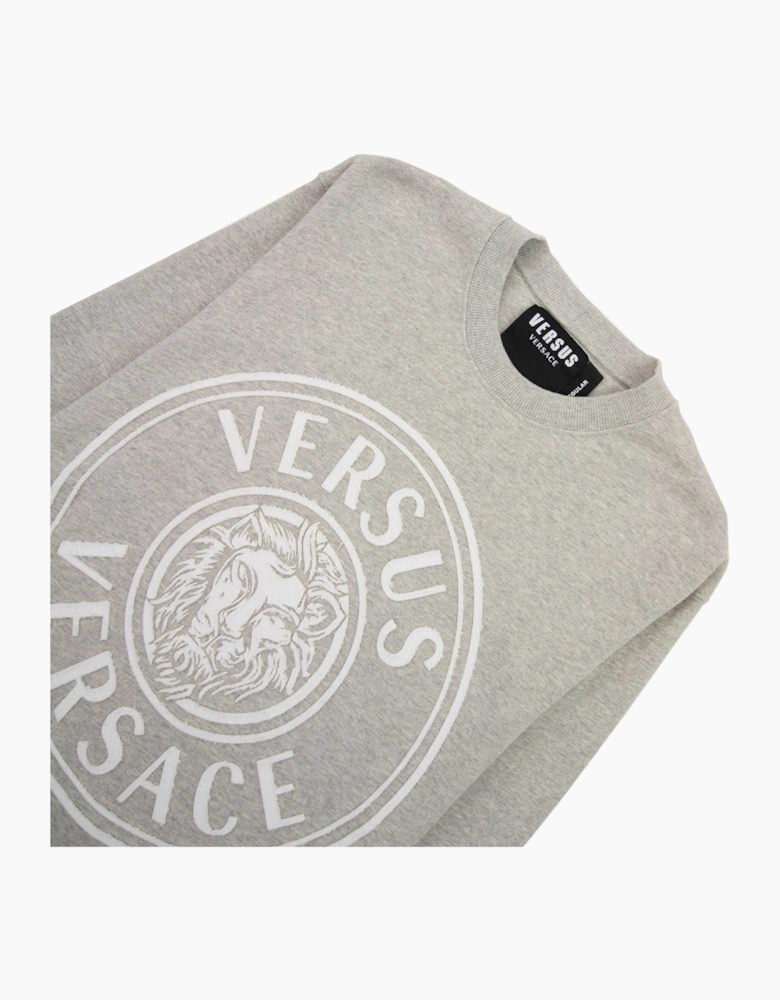 Versace Versus Round Embossed Logo Sweater Light Grey