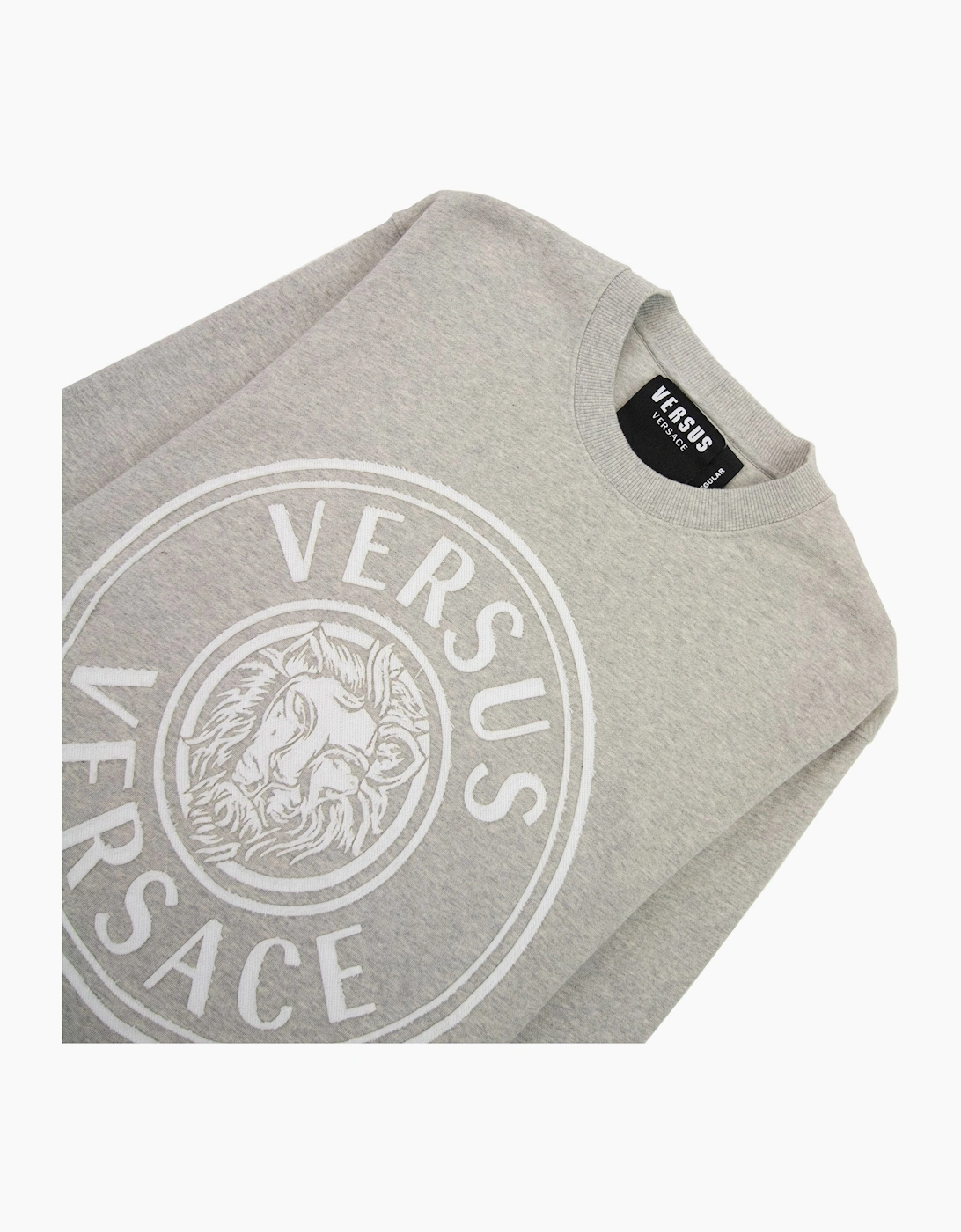 Versace Versus Round Embossed Logo Sweater Light Grey