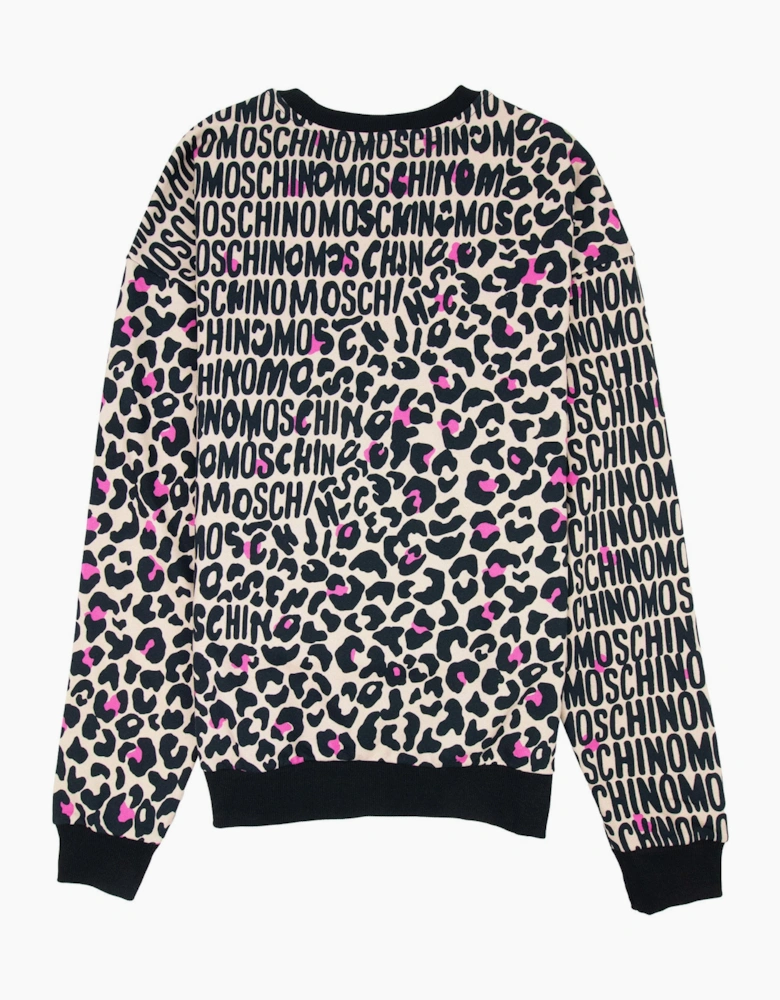 Moschino Underwear Leopard Print Crew Neck Sweatshirt Camel/black 1003