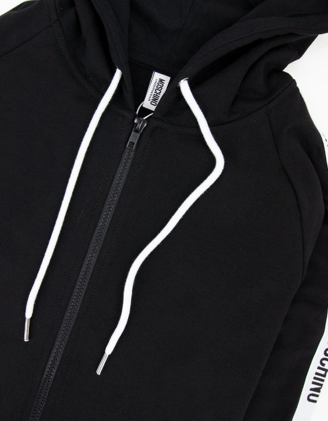 Moschino Underwear Arm Tape Logo Zip Up Hoody Black