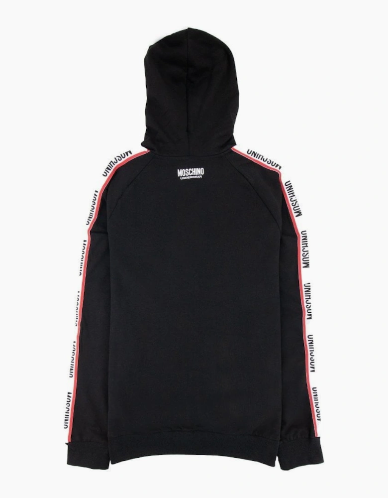 Moschino Underwear Arm Tape Logo Zip Up Hoody Black
