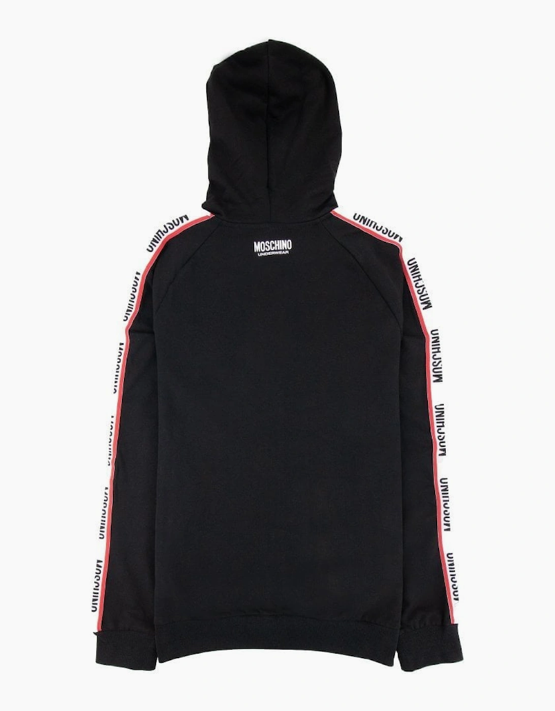 Moschino Underwear Arm Tape Logo Zip Up Hoody Black