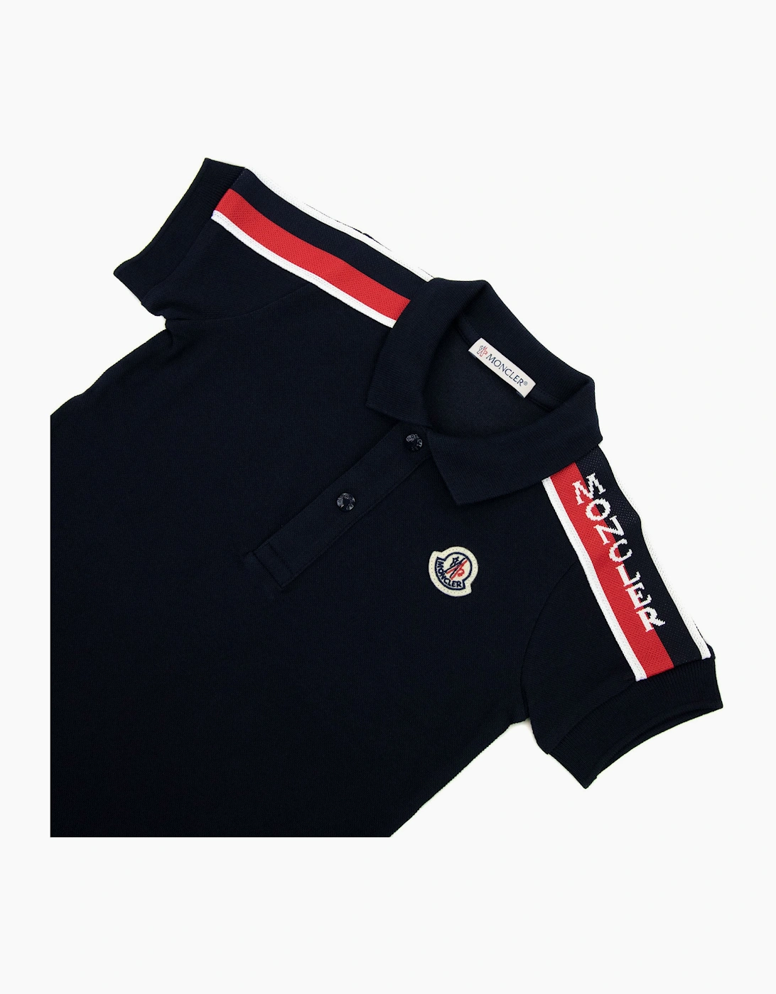 Moncler Junior Tricolour Logo Polo Night Blue 778