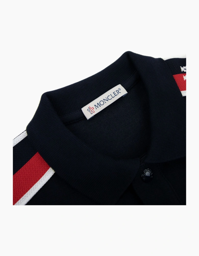 Moncler Junior Tricolour Logo Polo Night Blue 778