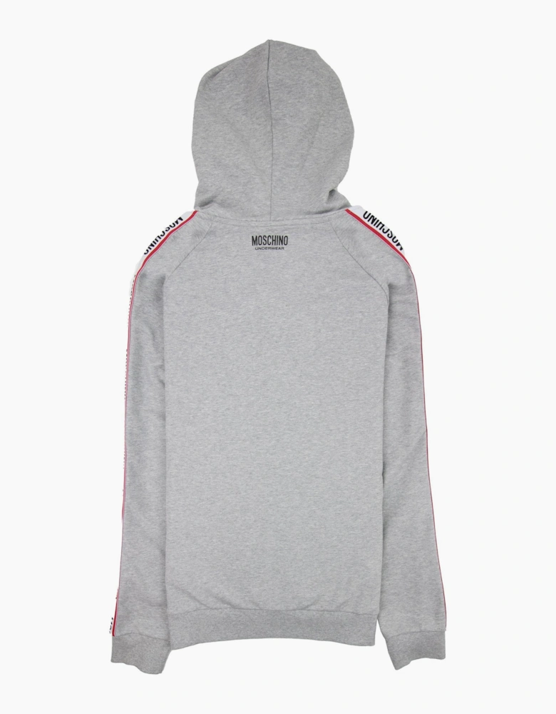 Moschino Underwear Arm Tape Logo Zip Up Hoody Light Grey
