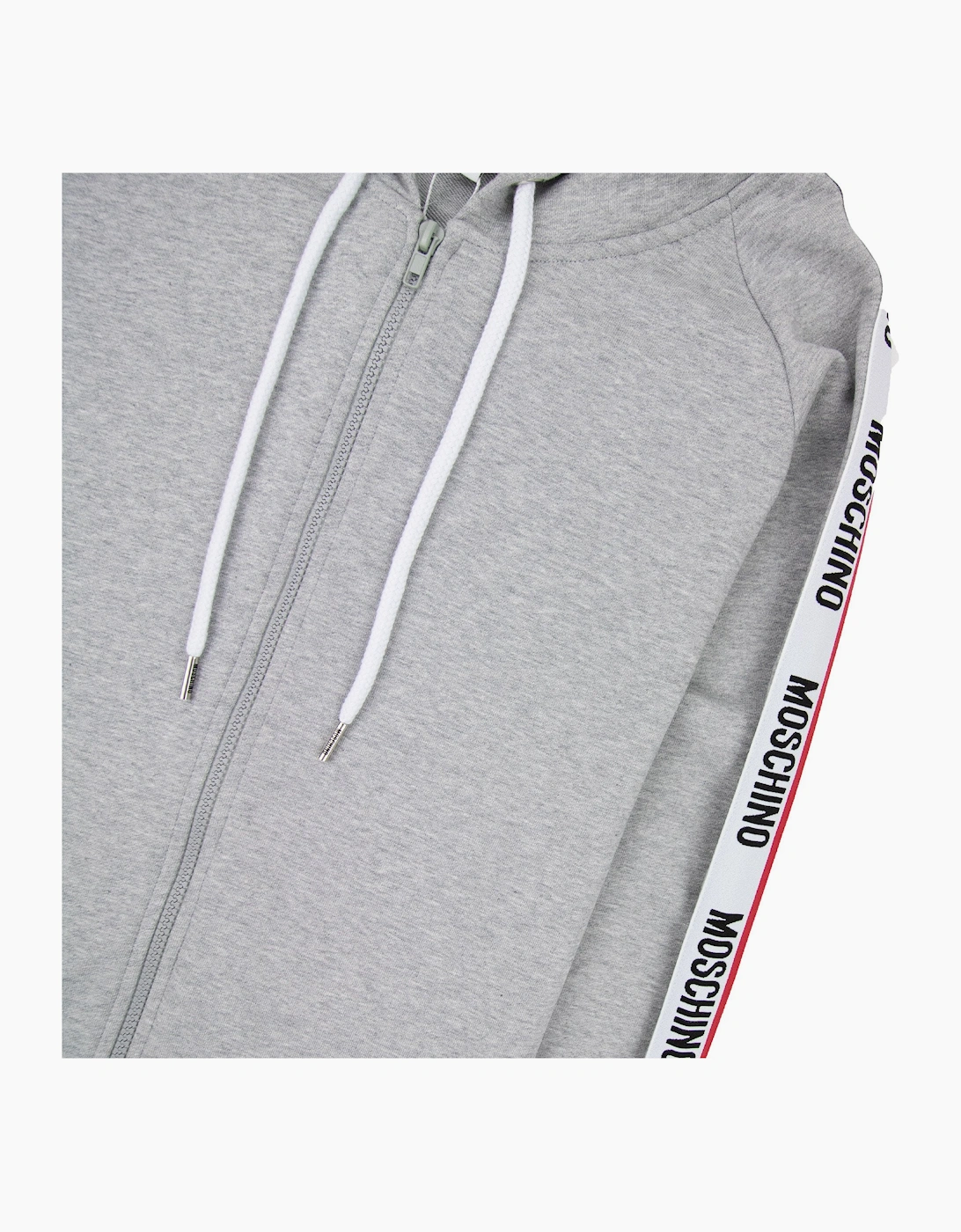 Moschino Underwear Arm Tape Logo Zip Up Hoody Light Grey