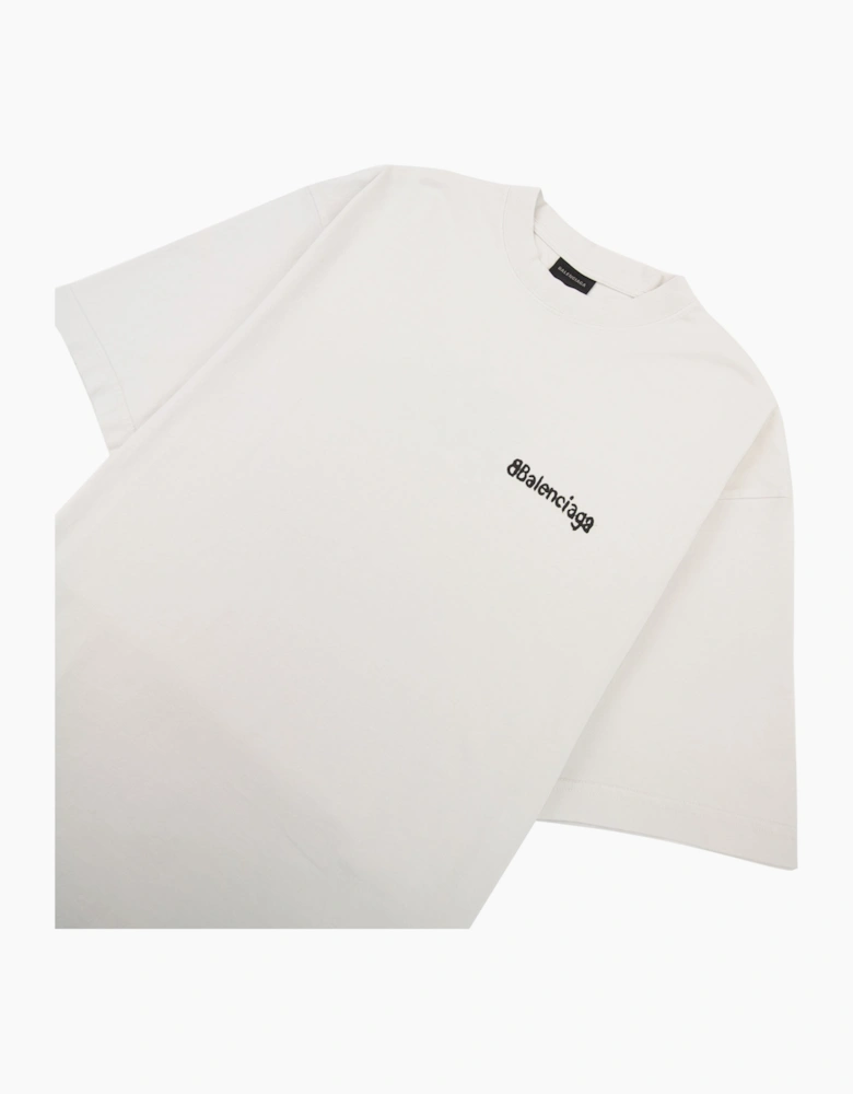Balenciaga Painted Logo T Shirt White 9081