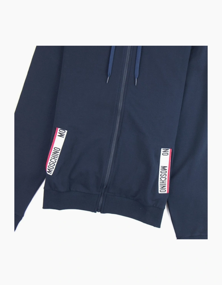 Moschino Underwear Pocket Tape Logo Hoody Dark Navy