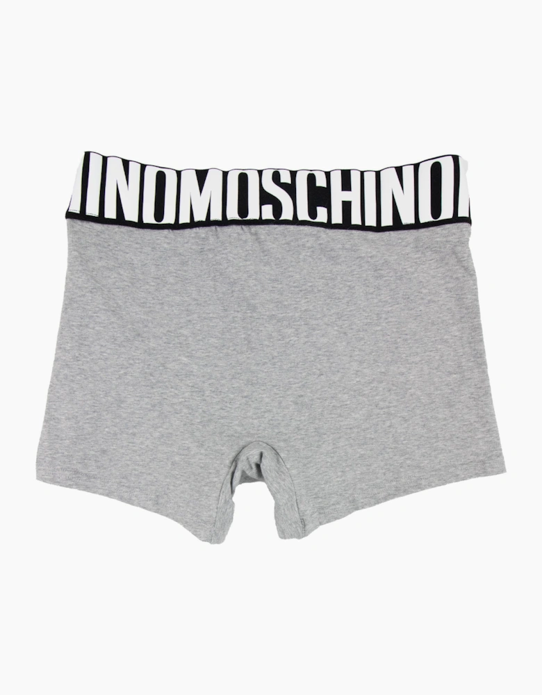 Moschino Underwear Logo Print Stretch Cotton Trunks Grey