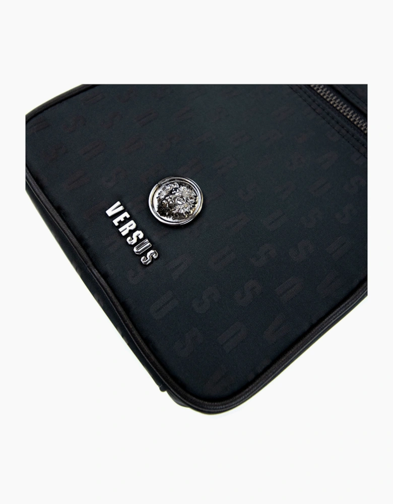 Versace Versus Nylon Jacquard Messenger Bag Black