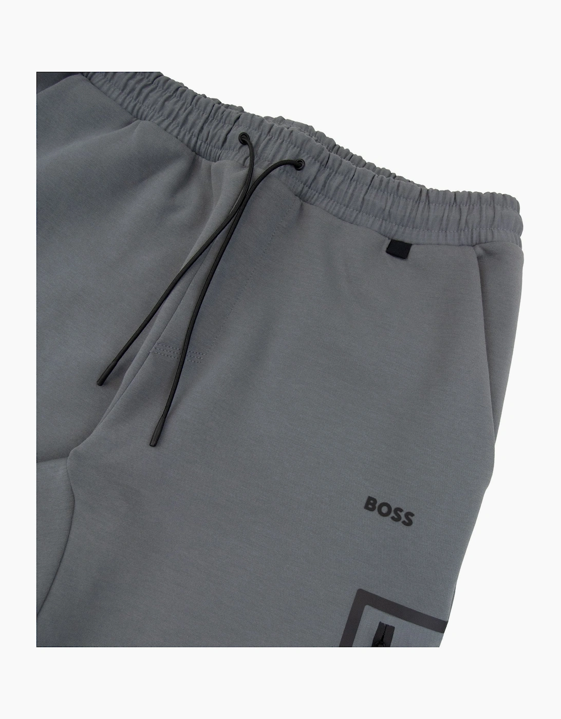 Hugo Boss Hariq Cotton-blend Tracksuit Bottoms With Decorative Reflective Logo Dark Grey