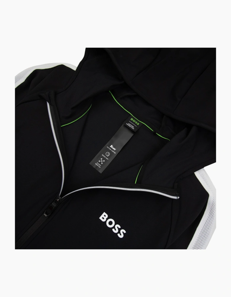 Hugo Boss Boss X Matteo Berrettini Regular-fit Zip-up Hoodie With Signature-stripe Artwork Black 001