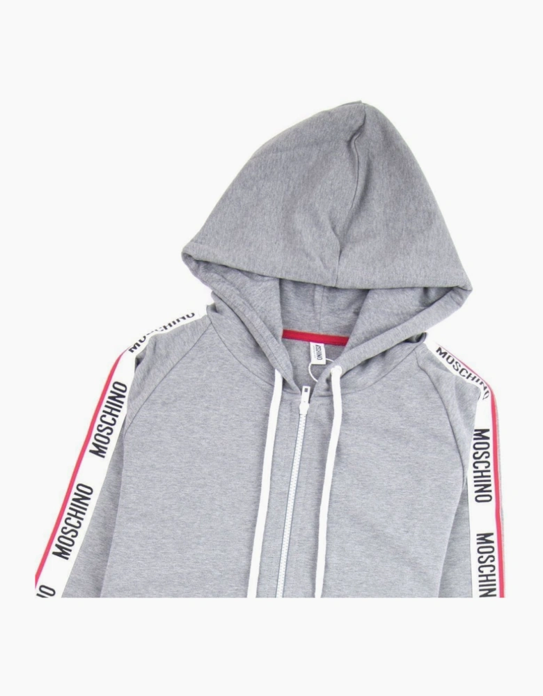 Moschino Underwear Arm Tape Logo Zip Up Hoody Dark Grey