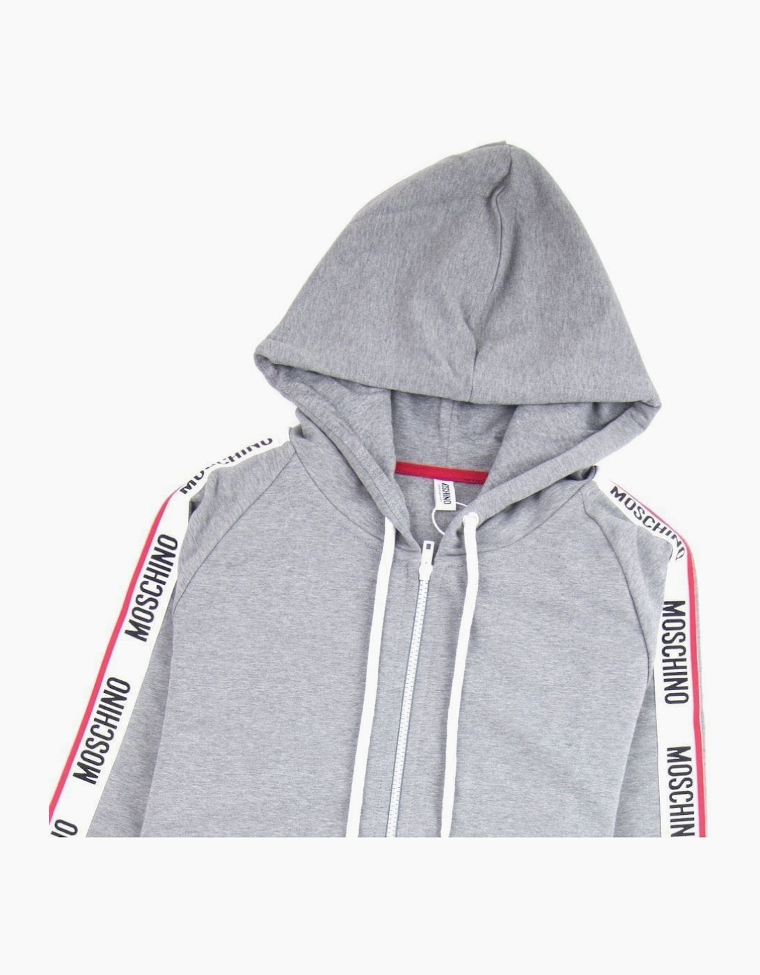 Moschino Underwear Arm Tape Logo Zip Up Hoody Dark Grey