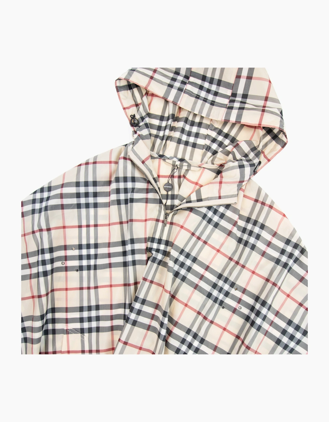 Burberry Woman Check Hoodied Poncho Camel