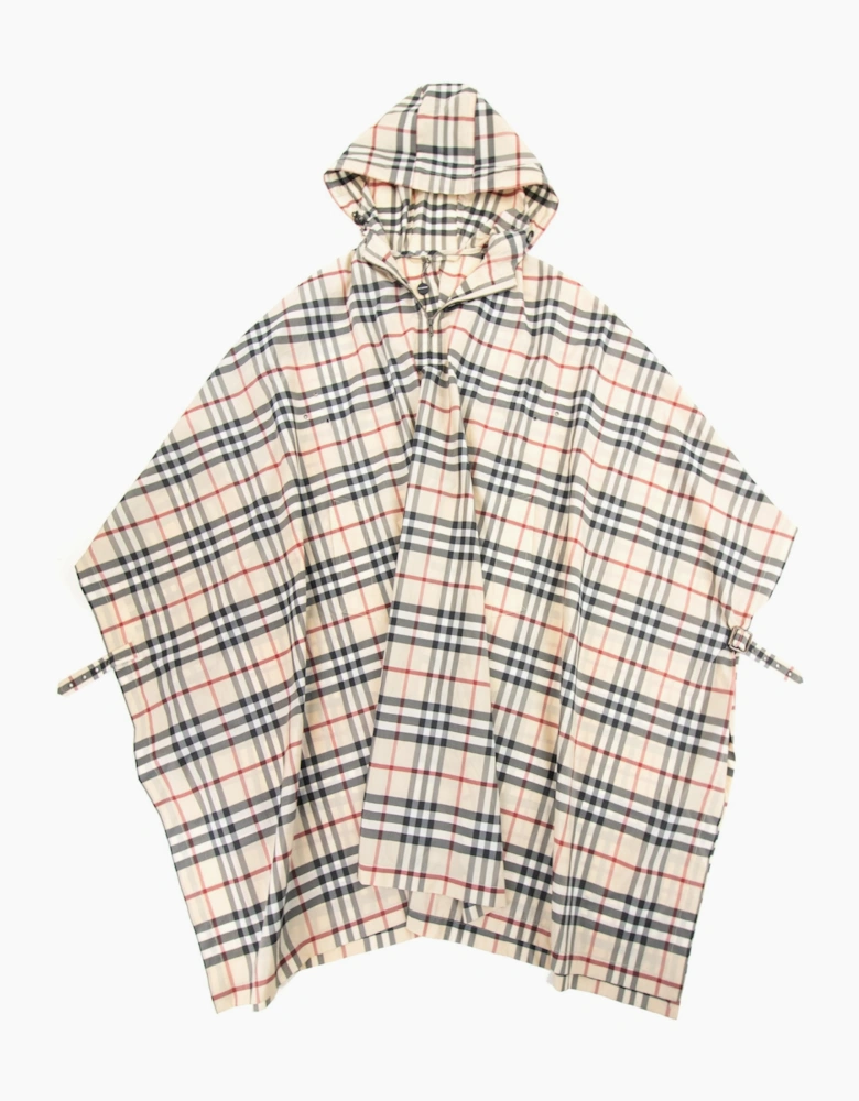 Burberry Woman Check Hoodied Poncho Camel
