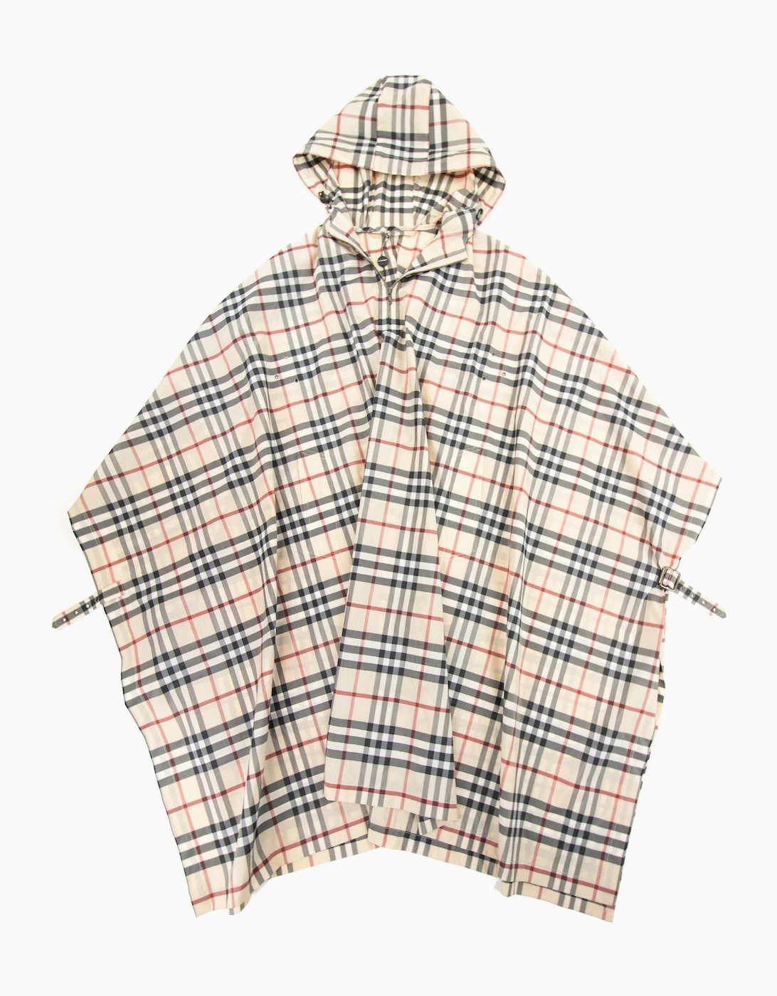 Burberry Woman Check Hoodied Poncho Camel