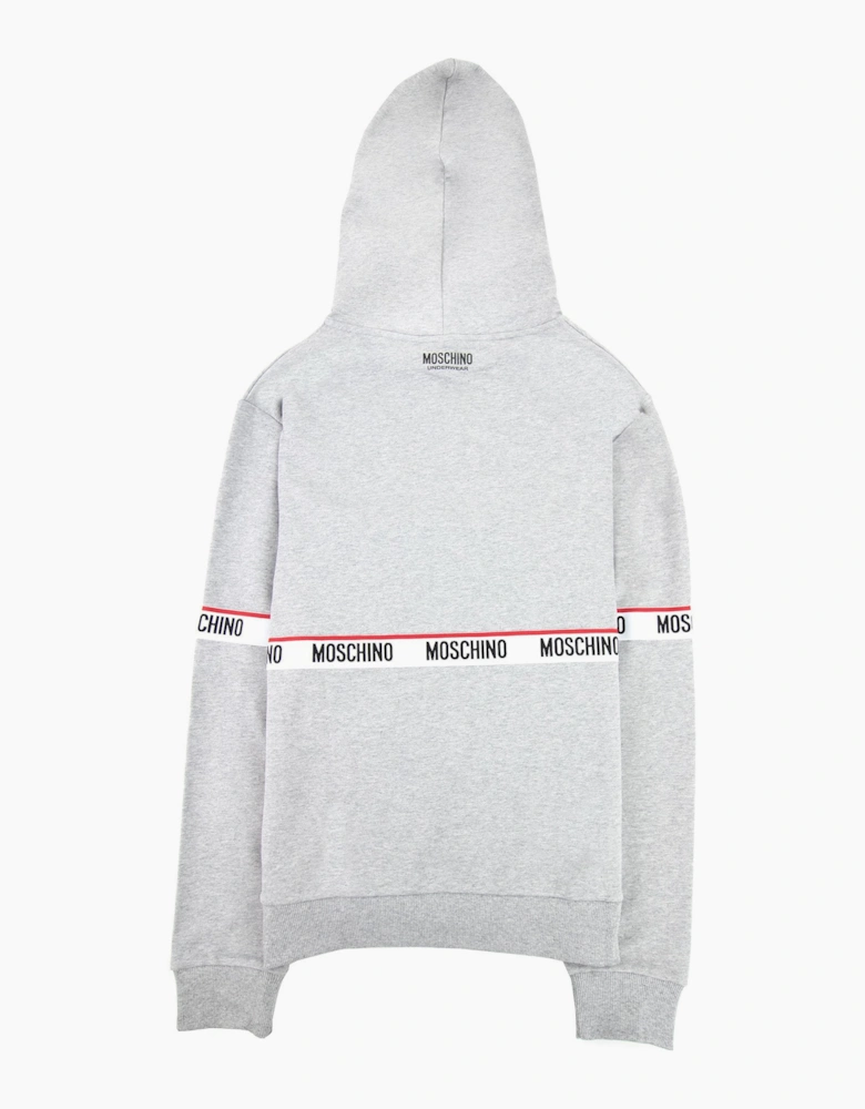Moschino Underwear Tape Logo Lounge Hooded Sweatshirt Grey 0489