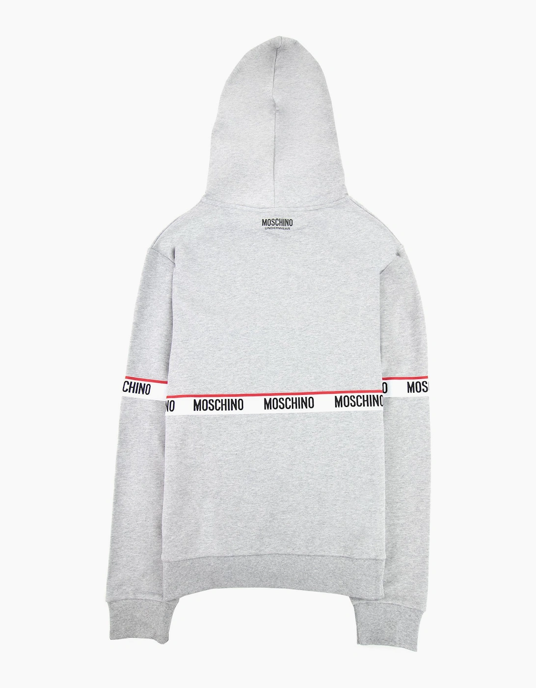 Moschino Underwear Tape Logo Lounge Hooded Sweatshirt Grey 0489