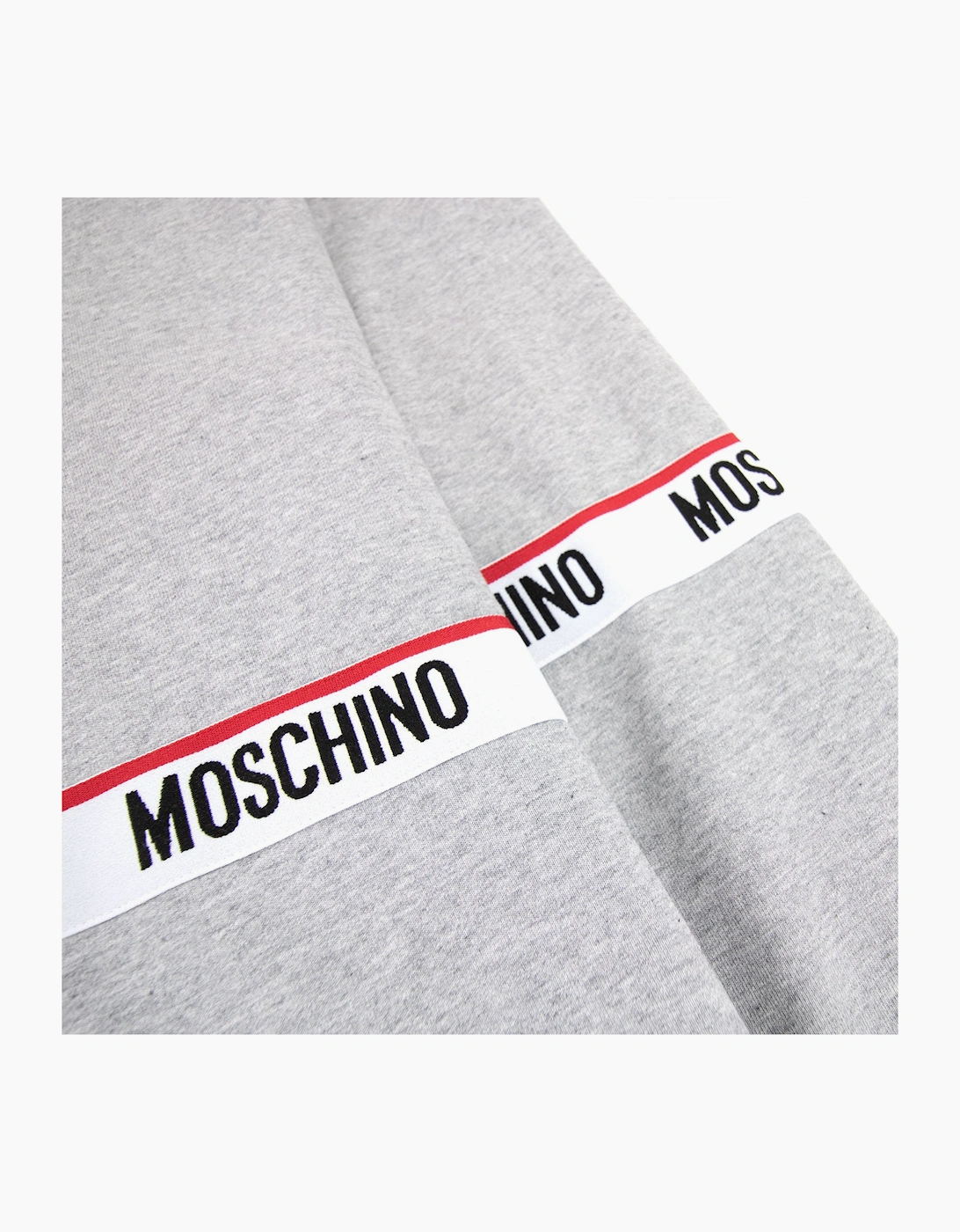 Moschino Underwear Tape Logo Lounge Hooded Sweatshirt Grey 0489