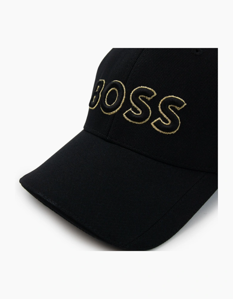 Hugo Boss Knitted-piqué Six-panel Cap With Embroidered Logo Black 003