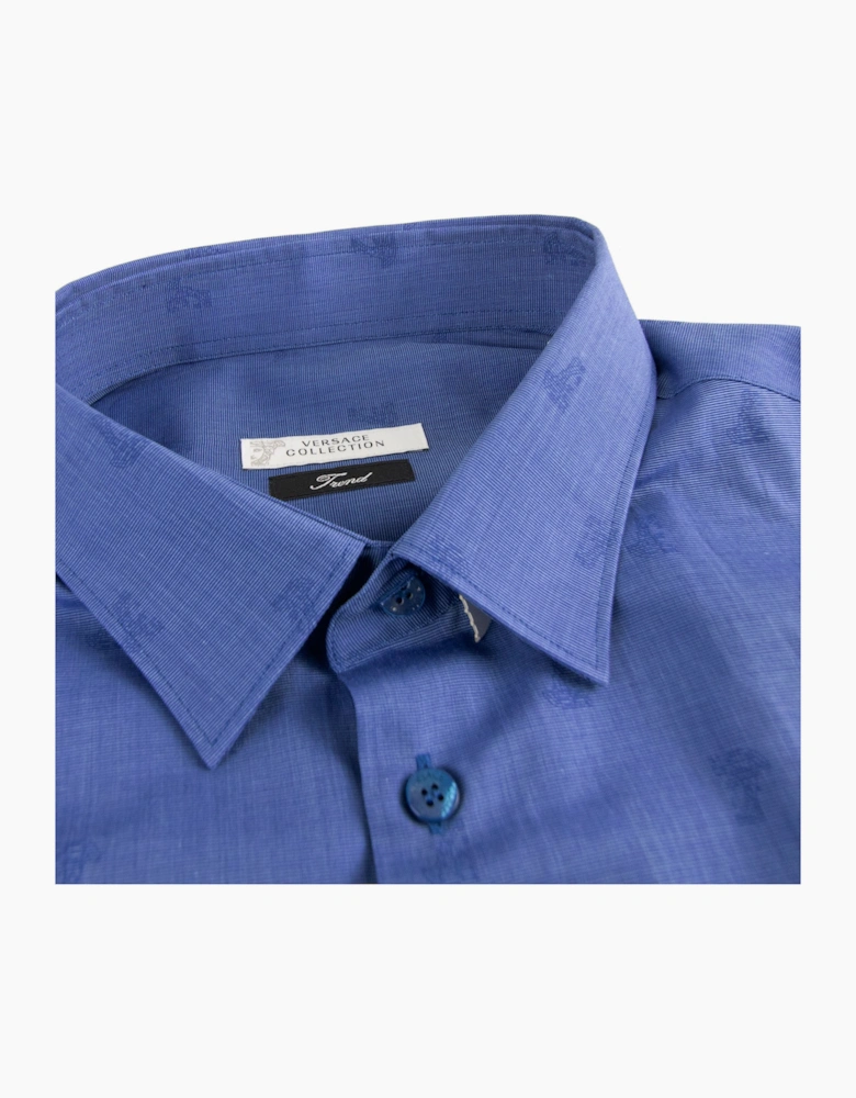 Versace Collection All Over Logo Print L/s Shirt Navy Blue