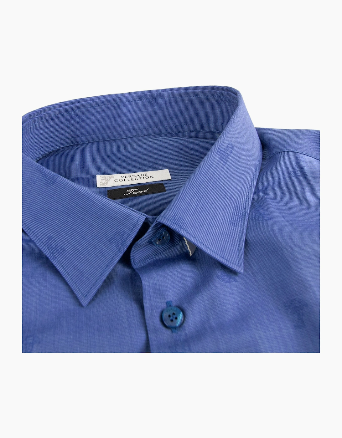 Versace Collection All Over Logo Print L/s Shirt Navy Blue