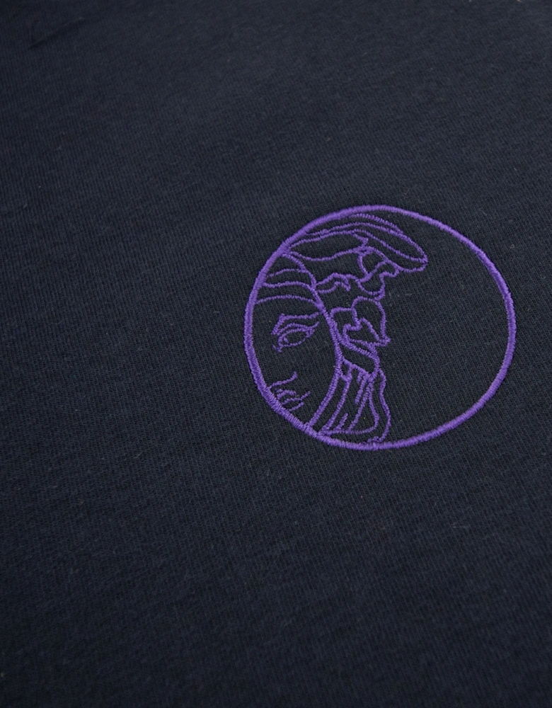 Versace Collection Embroidered Logo Zip Up Hoody Navy