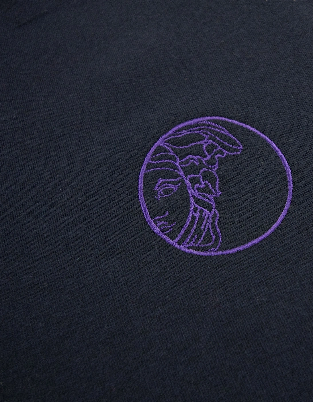 Versace Collection Embroidered Logo Zip Up Hoody Navy
