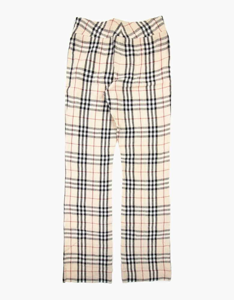 Burberry Woman Garrick Check Wide Leg Trouser Camel