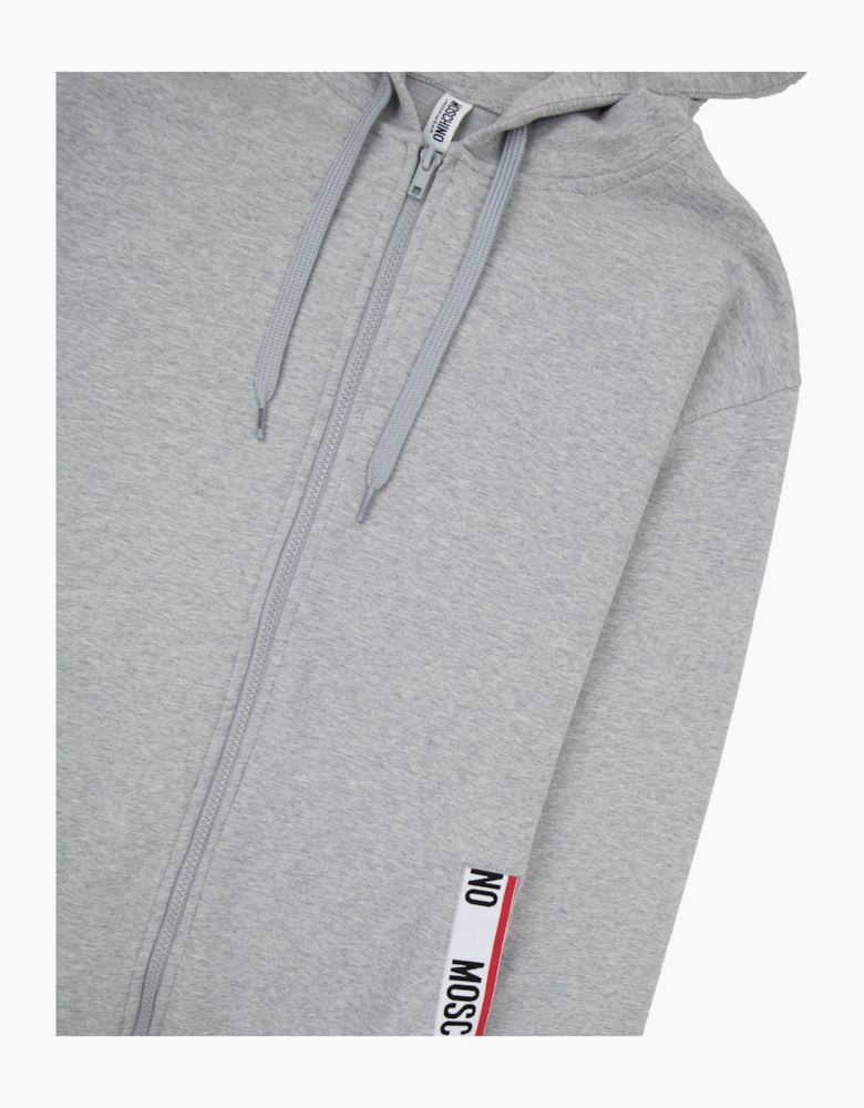 Moschino Underwear Pocket Tape Logo Hoody Light Grey